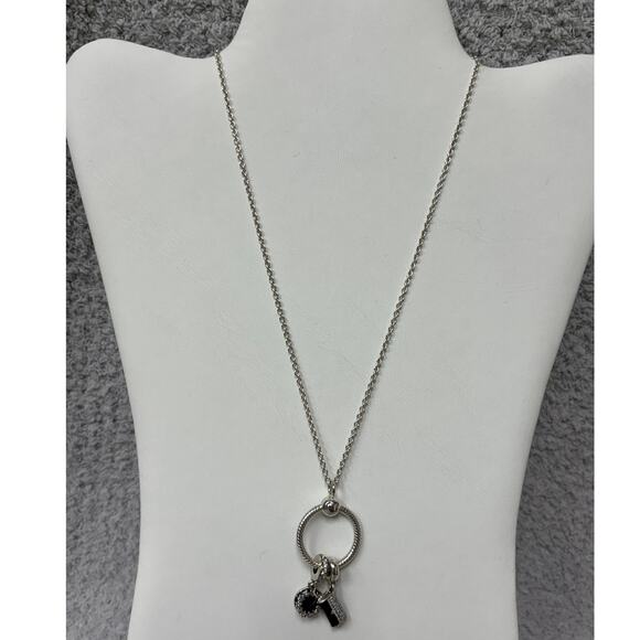 Pandora Sterling Silver Moments Charm Necklace & 2 Charms 18" #64322 - Picture 1 of 9